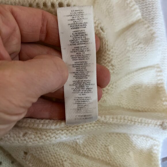 Cristelle & Co Size S? Cream Hook-Front Cardigan Sweater Wool Blend Peplum - Picture 9 of 10